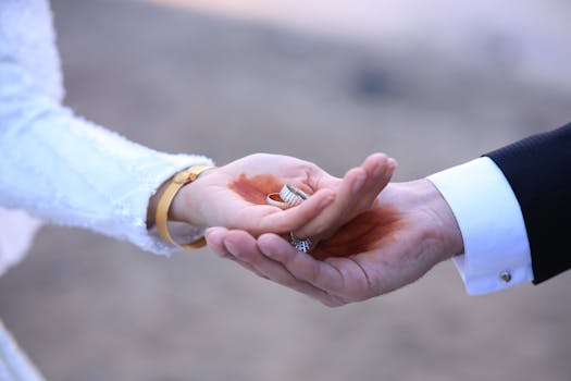 Close-up shot of wedding ring exchange ceremony